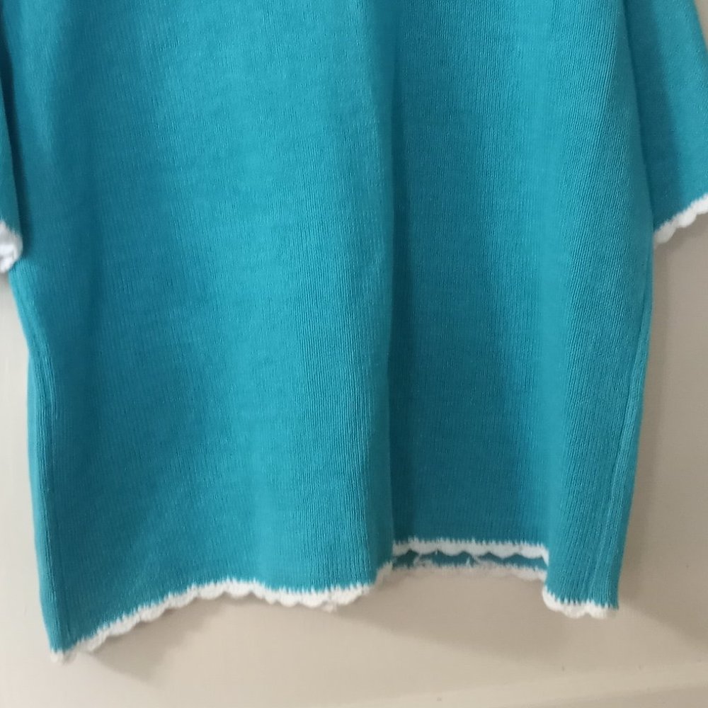 Vintage NWT Arriviste Knit Cardigan with Crochet Flowers size L - Picture 5 of 5